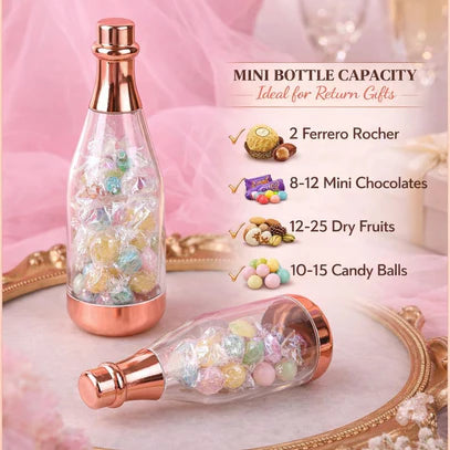 Rosegold Colour Champagne Design Plastic Storage Bottles (11.5 cm)
