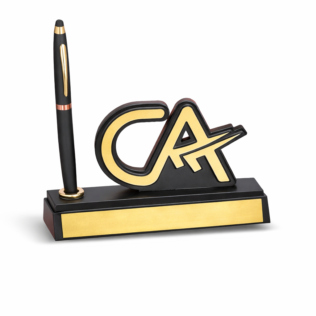 CA Desk Name Plate with Pen Stand – Premium Chartered Accountant Table Organizer