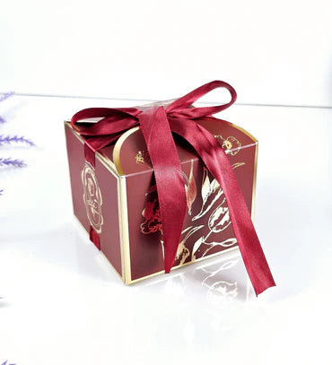Small Size Square Shape Decorative Folding Storage Box (Maroon)