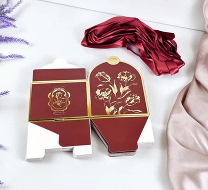 Small Size Square Shape Decorative Folding Storage Box (Maroon)