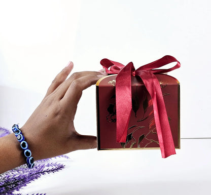 Small Size Square Shape Decorative Folding Storage Box (Maroon)