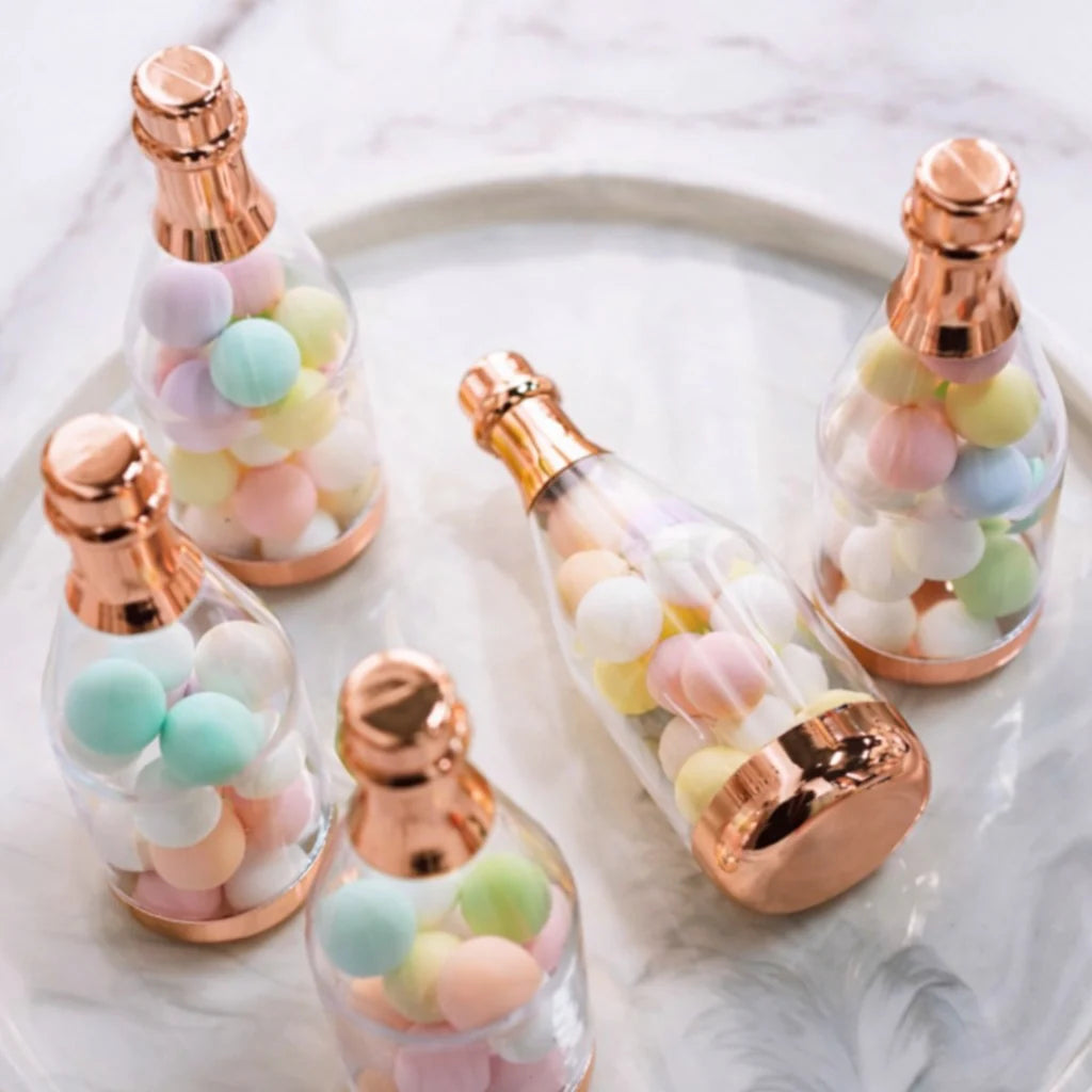 Rosegold Colour Champagne Design Plastic Storage Bottles (11.5 cm)