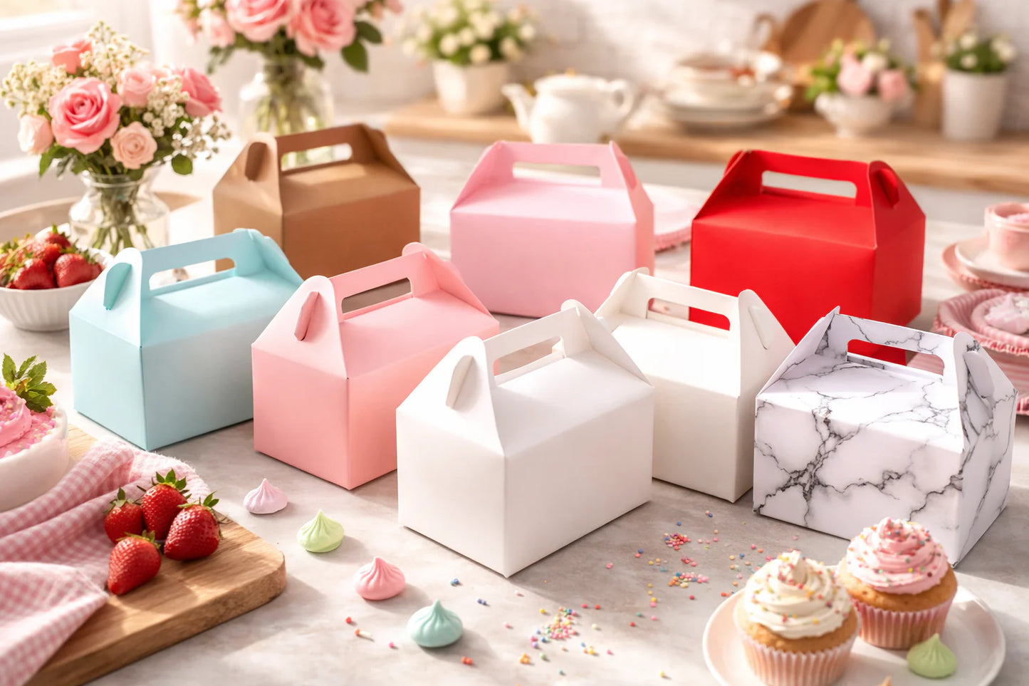 Decorative Folding Paper Gift Boxes (White)