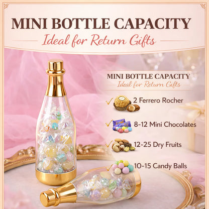 Golden Acrylic Box Champagne Design Plastic Storage Bottles (11.5 cm)