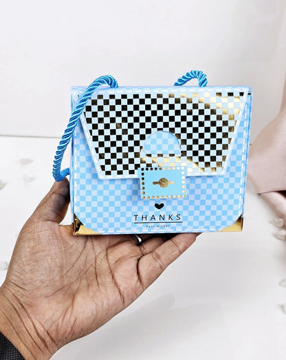 Purse shape Gift Boxes with handle Gift Paper Boxes (Blue)
