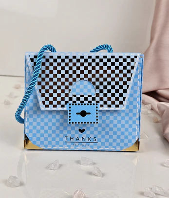 Purse shape Gift Boxes with handle Gift Paper Boxes (Blue)
