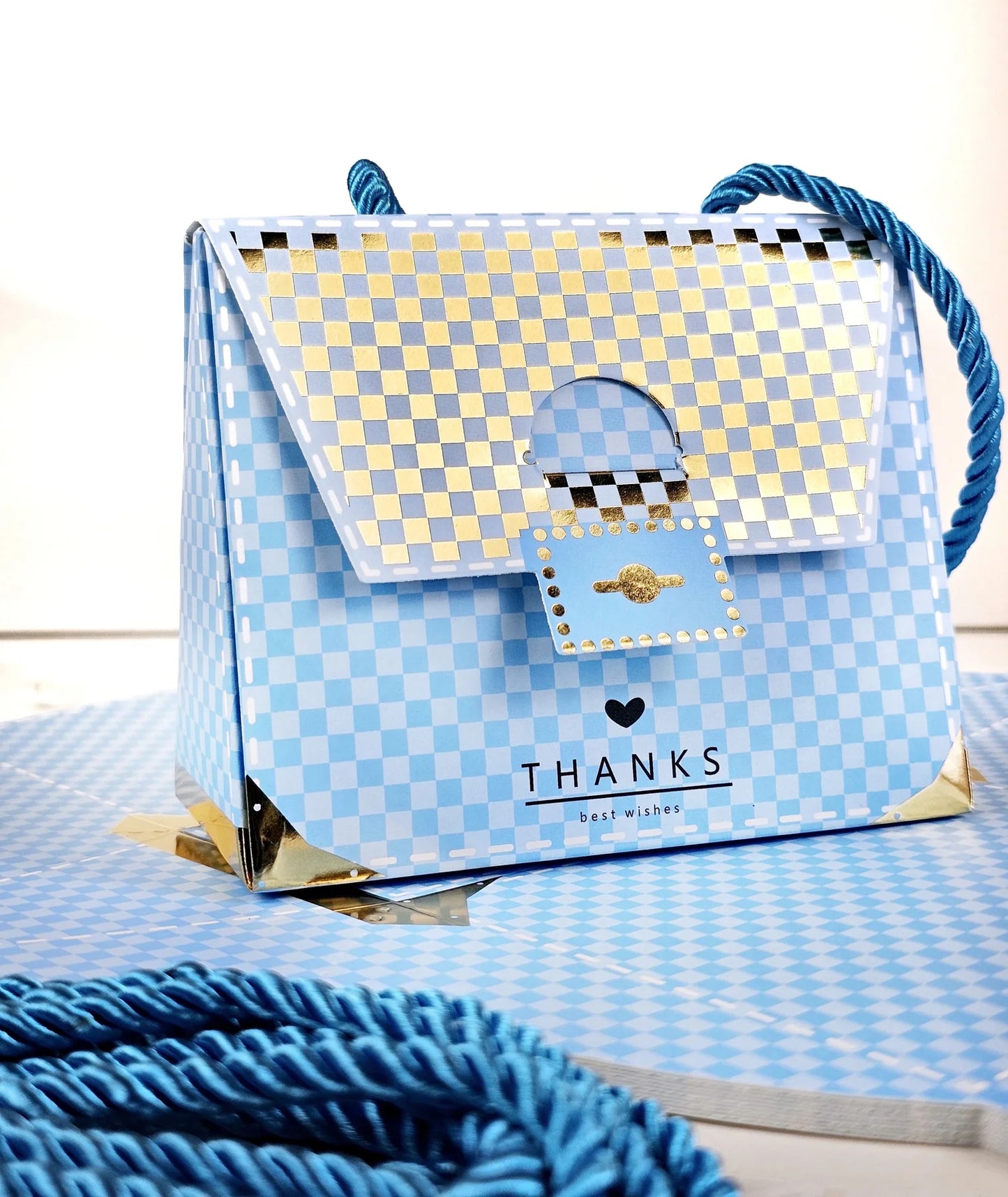 Purse shape Gift Boxes with handle Gift Paper Boxes (Blue)