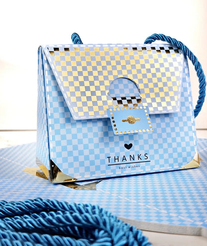Purse shape Gift Boxes with handle Gift Paper Boxes (Blue)