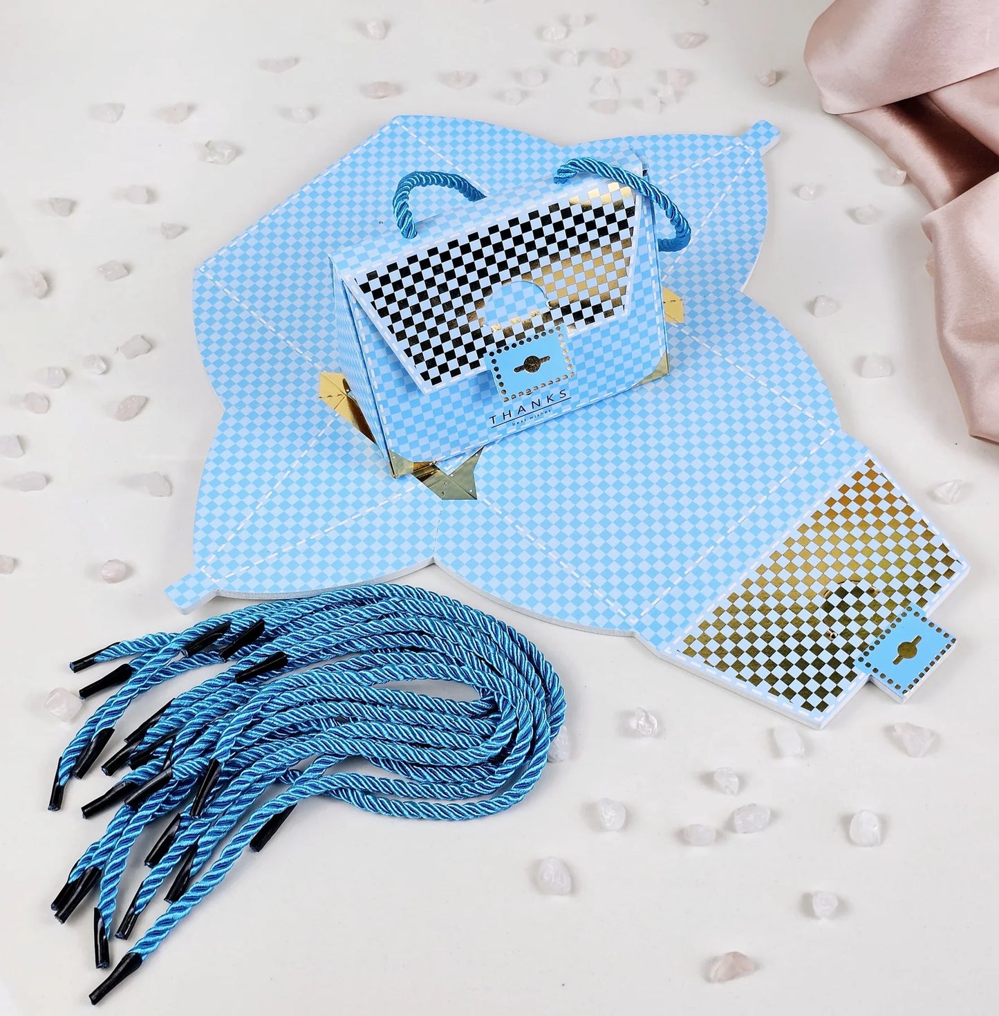 Purse shape Gift Boxes with handle Gift Paper Boxes (Blue)