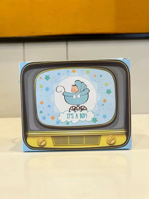 TV Shape Gift Boxes With Handle - It's A Boy (Blue)