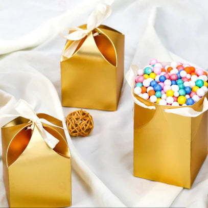 Decorative Folding Storage Box for Return Gift (Golden)