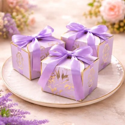 Small Size Square Shape Decorative Folding Storage Box (Purple)