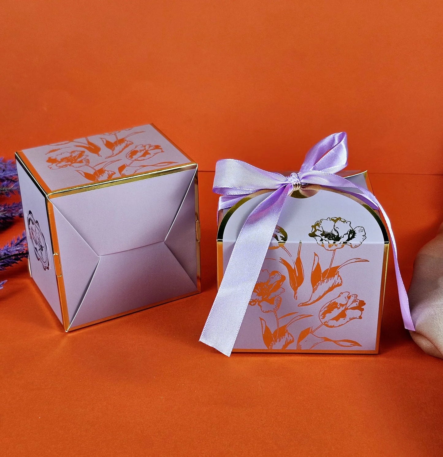 Small Size Square Shape Decorative Folding Storage Box (Purple)