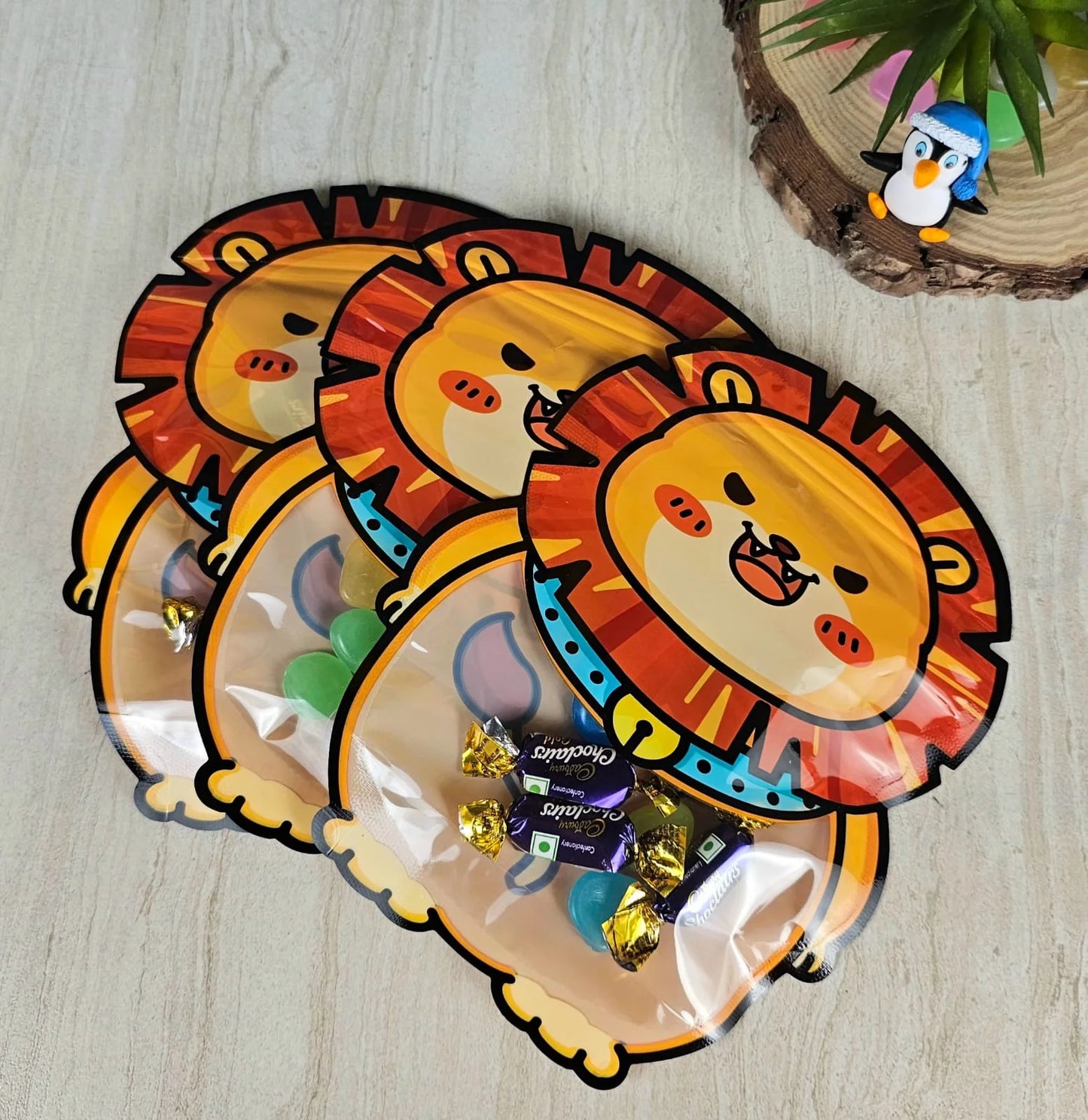 Lion Animal Design Ziplock Pouches For Gifting