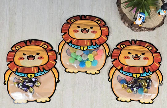 Lion Animal Design Ziplock Pouches For Gifting