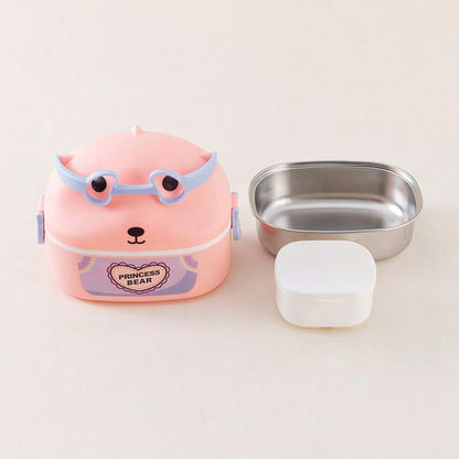 Dumb N Duck “Lovely Bear” Kids Lunch Box with Stainless Steel Inner & Snack Box | Cute School Tiffin