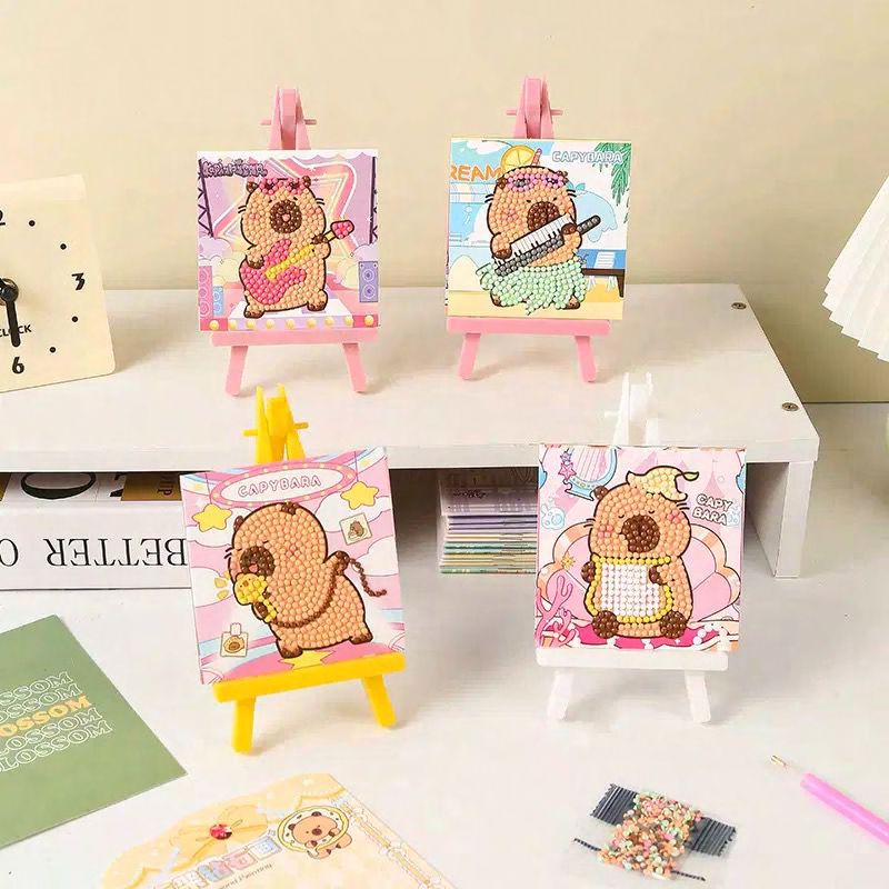 Dumb N Duck DIY Mini Diamond Painting Kit with Easel – Cute Capybara Art Set for Kids