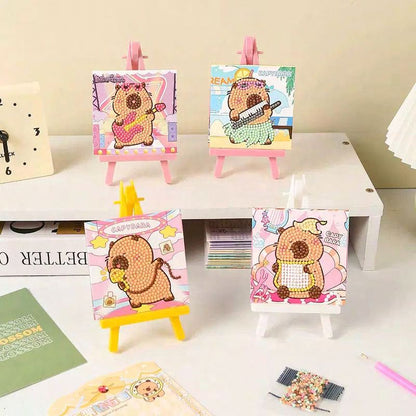Dumb N Duck DIY Mini Diamond Painting Kit with Easel – Cute Capybara Art Set for Kids