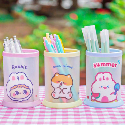 Cute Cartoon Desk Pen Stand for Kids – Kawaii Study Table Organizer (Single Piece)