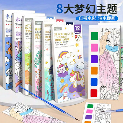 Dumb N Duck Watercolor Painting Book with Brush – Kids DIY Art Activity Set