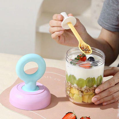 Dumb N Duck Kids Breakfast Cup with Built-in Spoon | Yogurt & Snack Jar for School