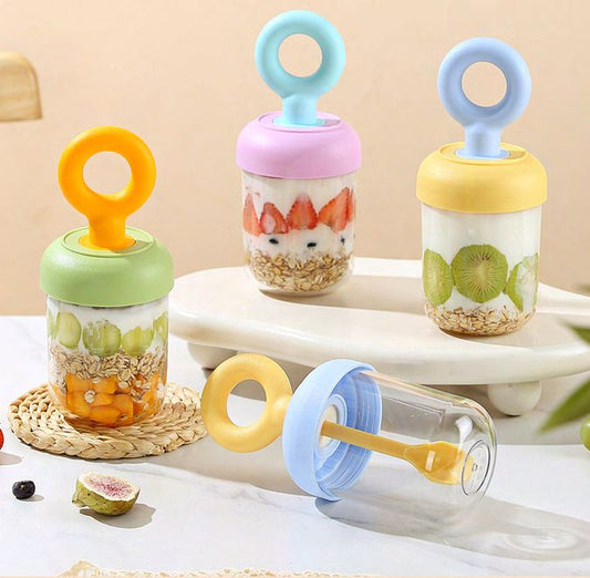 Dumb N Duck Kids Breakfast Cup with Built-in Spoon | Yogurt & Snack Jar for School
