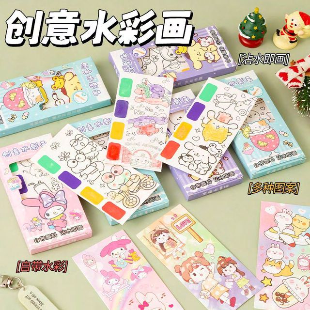 Dumb N Duck Mini Watercolor Painting Cards – Pocket Art Kit for Kids (With Brush & Colors)