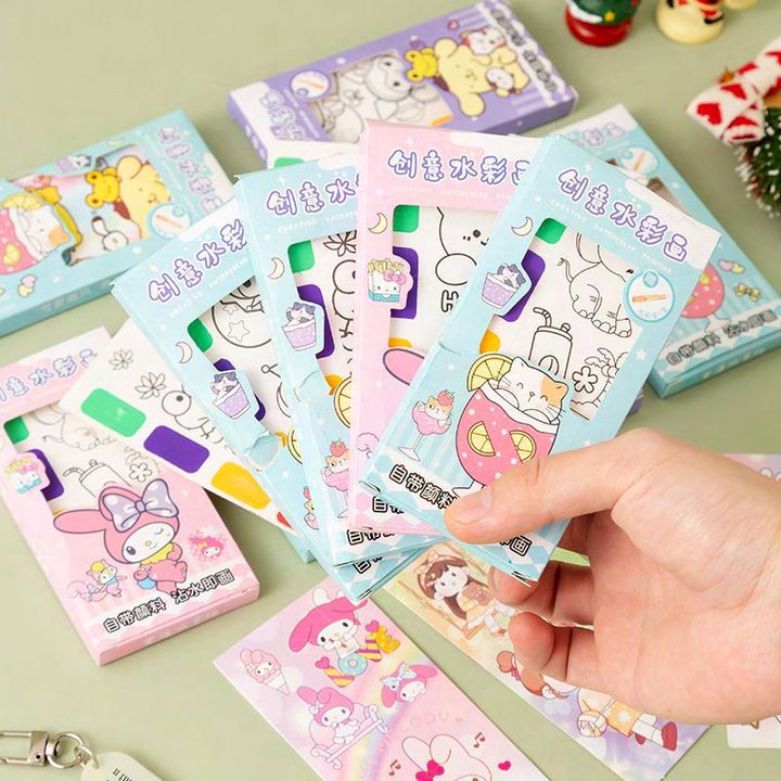 Dumb N Duck Mini Watercolor Painting Cards – Pocket Art Kit for Kids (With Brush & Colors)