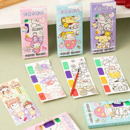 Dumb N Duck Mini Watercolor Painting Cards – Pocket Art Kit for Kids (With Brush & Colors)