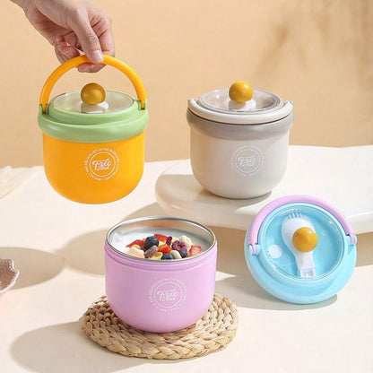 Dumb N Duck 600ml Insulated Kids Lunch Bowl with Handle | Cute School Tiffin Box