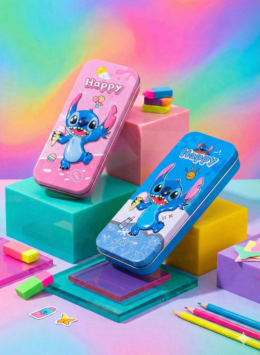 Cute Cartoon Metal Pencil Box for Kids – Large Capacity School Case
