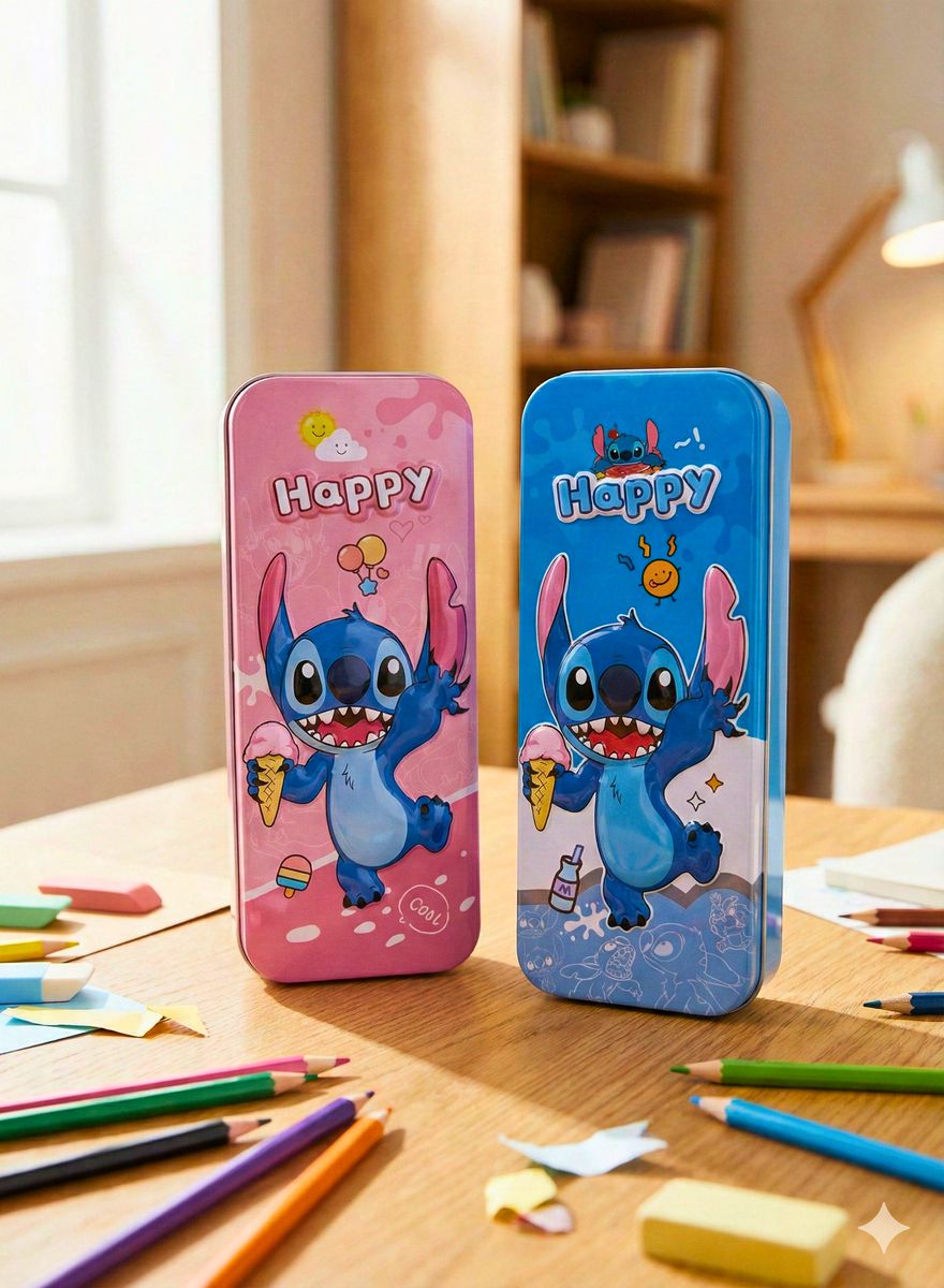 Cute Cartoon Metal Pencil Box for Kids – Large Capacity School Case