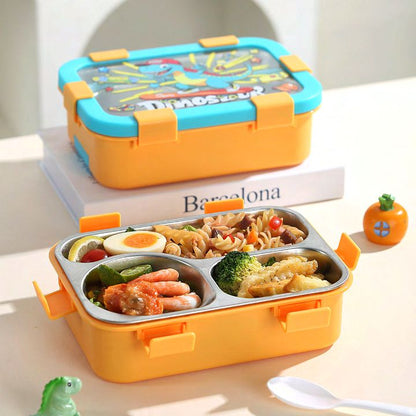 Dumb N Duck 1000ml Kids Stainless Steel Compartment Lunch Box with Spoon | Leakproof School Tiffin