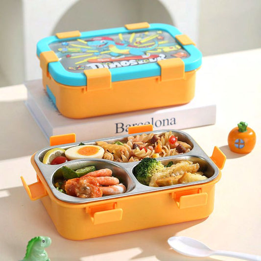 Dumb N Duck 1000ml Kids Stainless Steel Compartment Lunch Box with Spoon | Leakproof School Tiffin