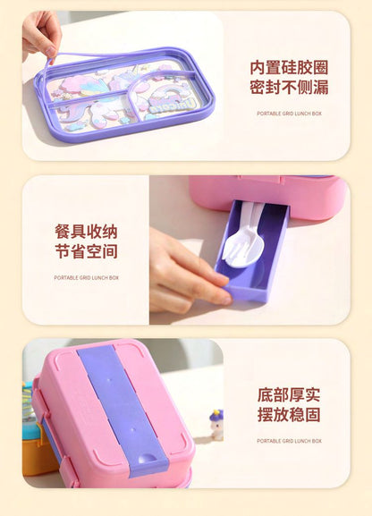 Dumb N Duck 1000ml Kids Stainless Steel Compartment Lunch Box with Spoon | Leakproof School Tiffin