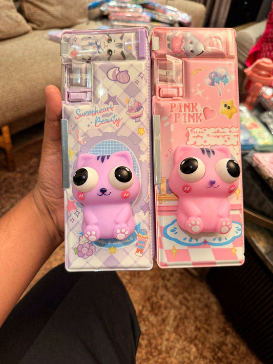 Cute 3D Cartoon Cat Pencil Box with Sharpener – Premium Hard Case School Stationery Box for Kids