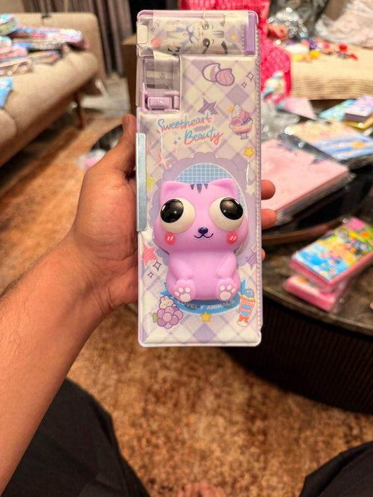 Cute 3D Cartoon Cat Pencil Box with Sharpener – Premium Hard Case School Stationery Box for Kids