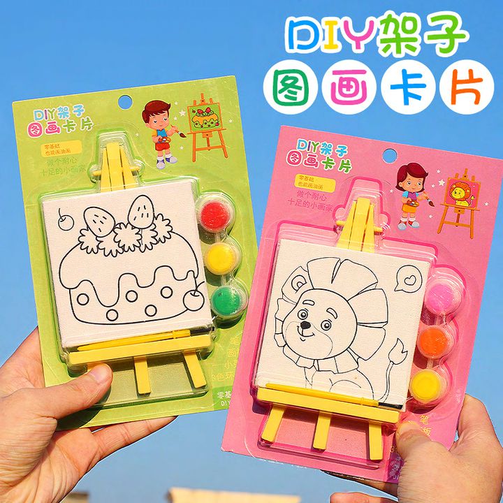 Dumb N Duck DIY Canvas Painting Kit with Mini Easel – Kids Art & Coloring Set