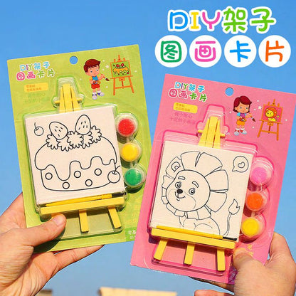 Dumb N Duck DIY Canvas Painting Kit with Mini Easel – Kids Art & Coloring Set