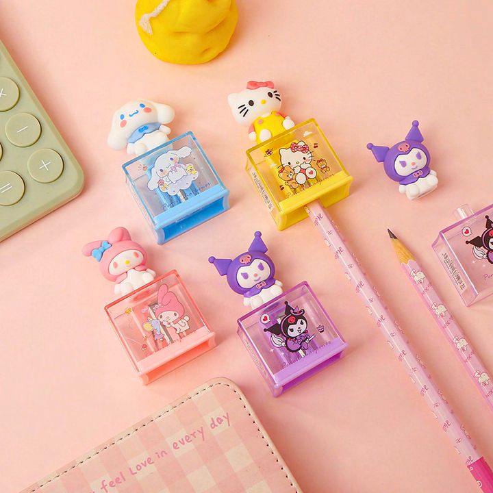 Cute Cartoon Pencil Sharpener with Storage Box – Double Blade Kids Sharpener (Single Piece)