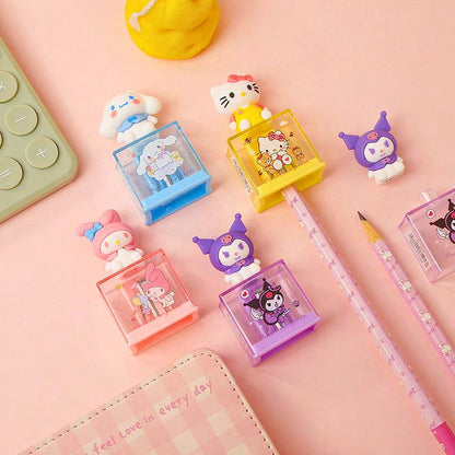 Cute Cartoon Pencil Sharpener with Storage Box – Double Blade Kids Sharpener (Single Piece)