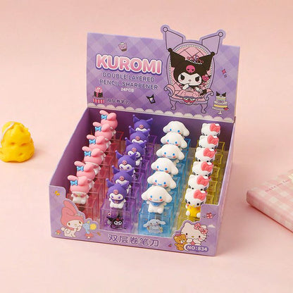 Cute Cartoon Pencil Sharpener with Storage Box – Double Blade Kids Sharpener (Single Piece)