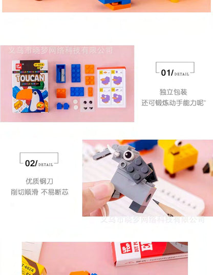 DIY Animal Block Pencil Sharpener – Build & Play Stationery for Kids (Single Piece)