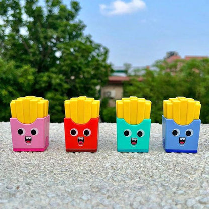French Fries Pencil Sharpener with Storage – Cute Double Hole Sharpener (Single Piece)