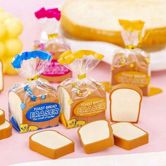 Toast Bread Eraser Pack of 4 for Kids – Cute Jumbo Slice Set