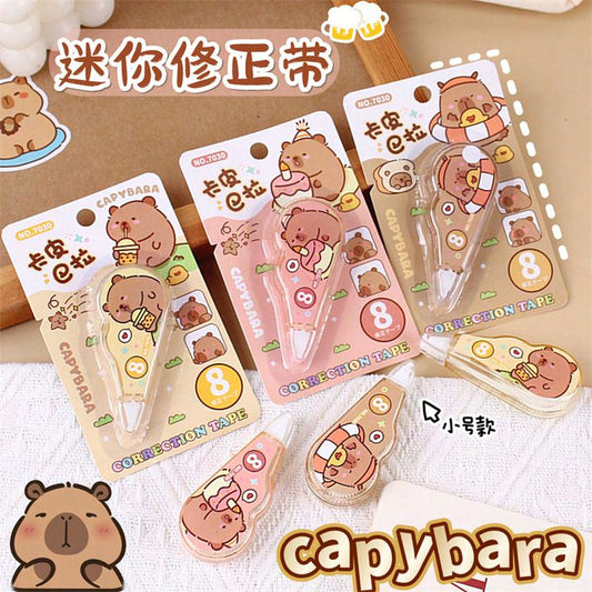 Cute Capybara Correction Tape – Smooth Roller White Out for School & Office (Single Piece)