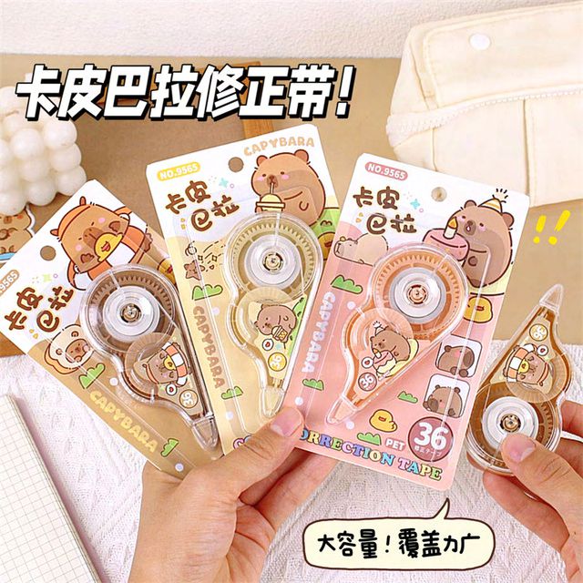 Cute Capybara Correction Tape – Smooth Roller White Out for School & Office (Single Piece)