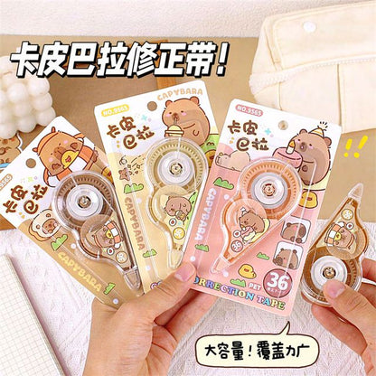 Cute Capybara Correction Tape – Smooth Roller White Out for School & Office (Single Piece)