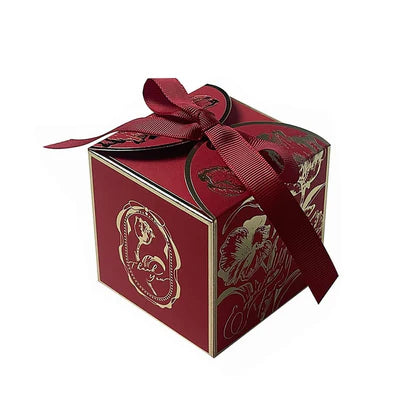 Small Size Square Shape Decorative Folding Storage Box (Maroon)