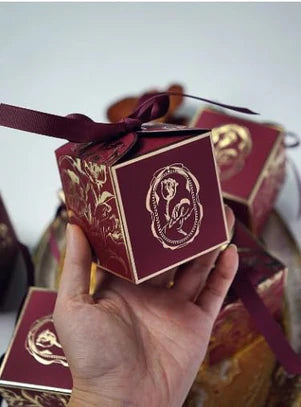 Small Size Square Shape Decorative Folding Storage Box (Maroon)